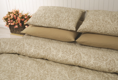 מצעים זוגי דגם מארבל בז' 100% כותנה