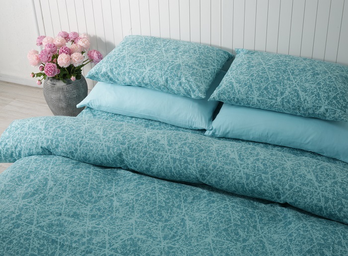 מצעים זוגי דגם מארבל טורקיז  100% כותנה 