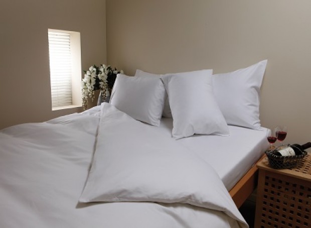 מצעים זוגי דגם לבן חלק 100% כותנה סאטן 